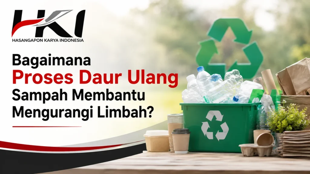 Ilustrasi Gambar Proses daur ulang sampah membantu mengurangi limbah secara berkelanjutan