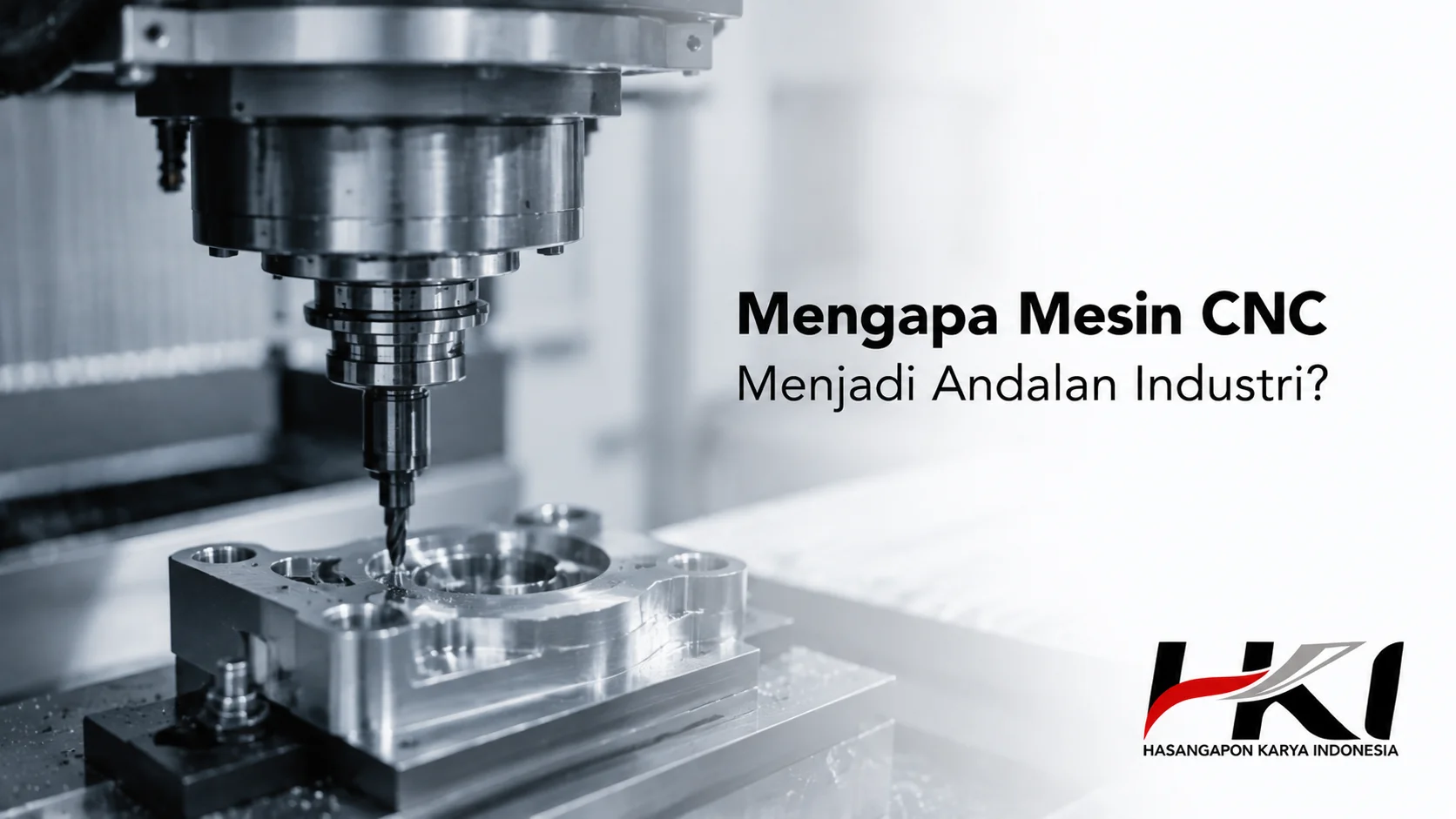 Mesin CNC sedang mengerjakan komponen logam dengan presisi tinggi untuk menghasilkan kualitas produksi yang konsisten
