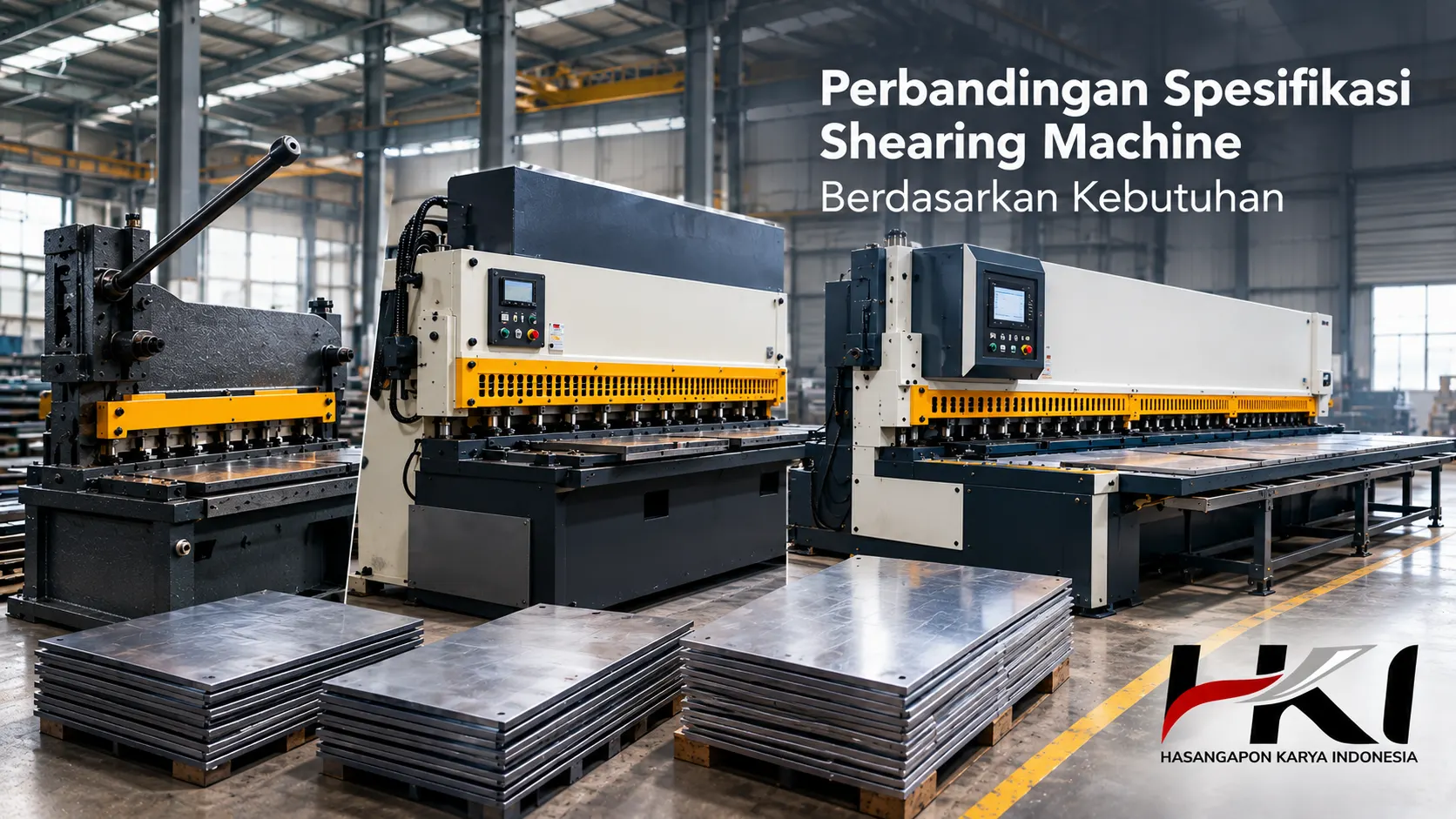 Perbandingan spesifikasi shearing machine berdasarkan kebutuhan industri.