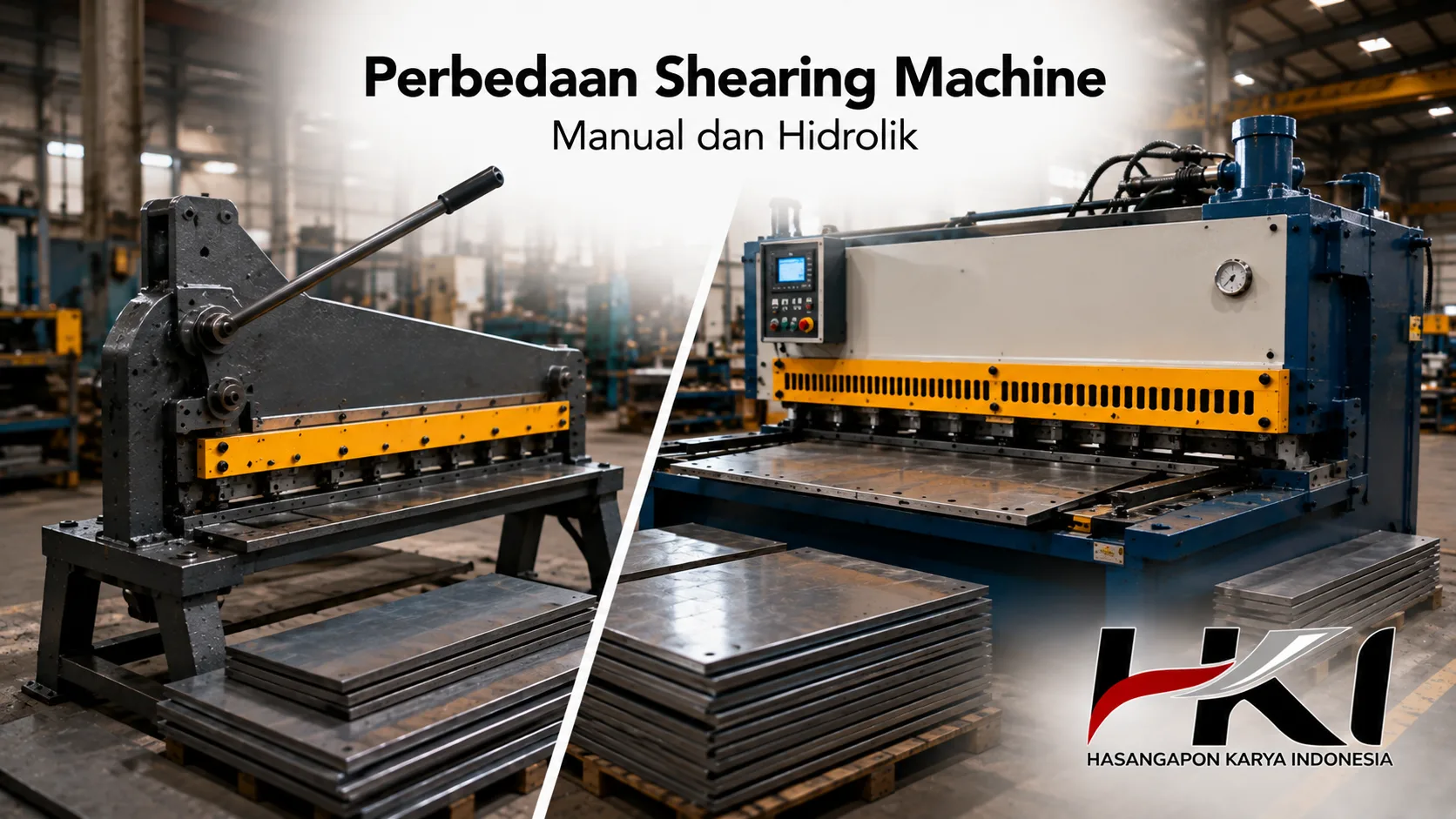 Perbedaan shearing machine manual dan hidrolik untuk industri.