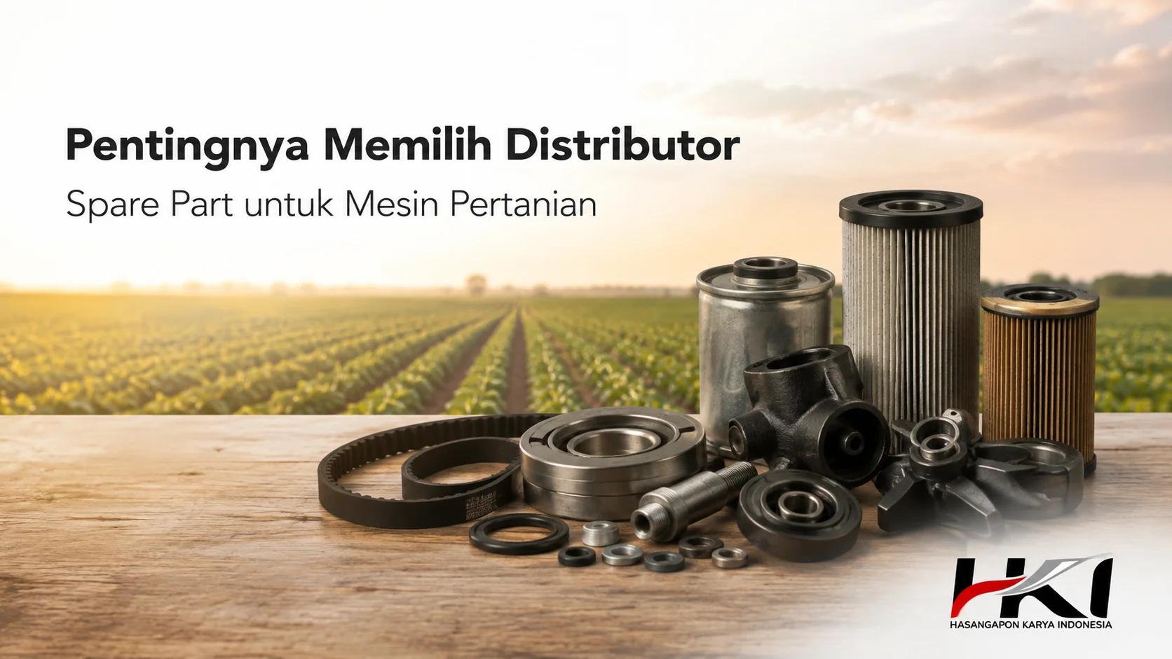 Distributor Spare Part untuk mesin pertanian dengan berbagai komponen suku cadang seperti filter, bearing, seal, dan komponen mesin