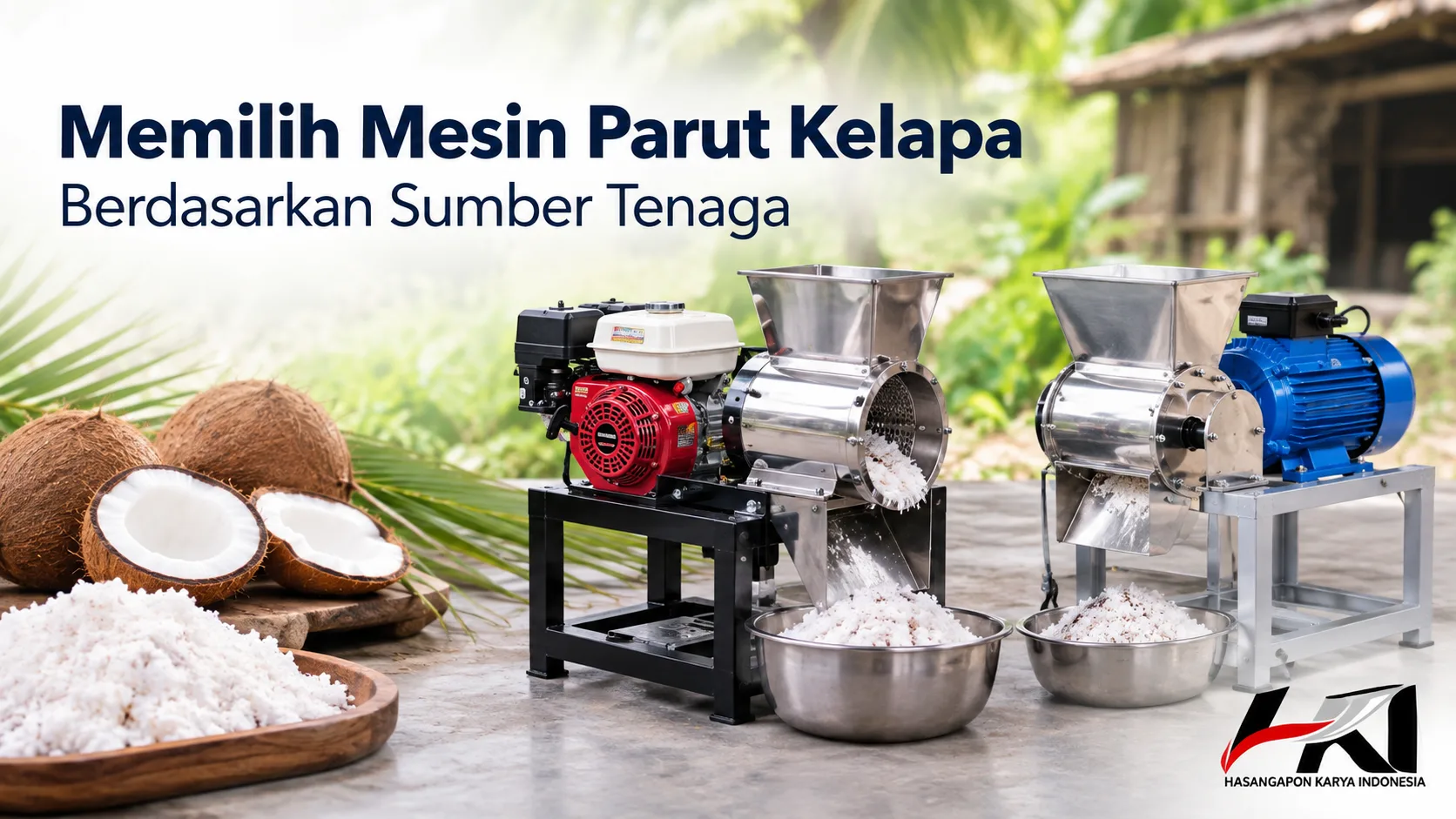 Memilih mesin parut kelapa berdasarkan sumber tenaga
