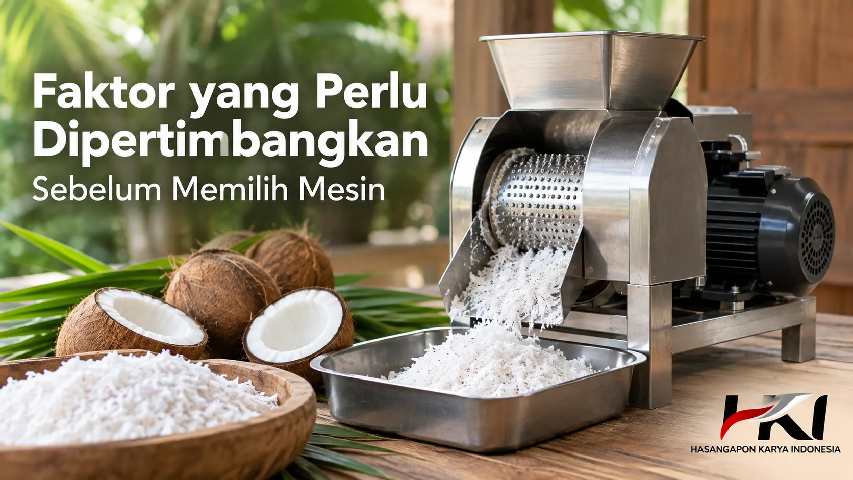 Mesin parut kelapa stainless steel untuk kebutuhan usaha dengan kelapa dan hasil parutan