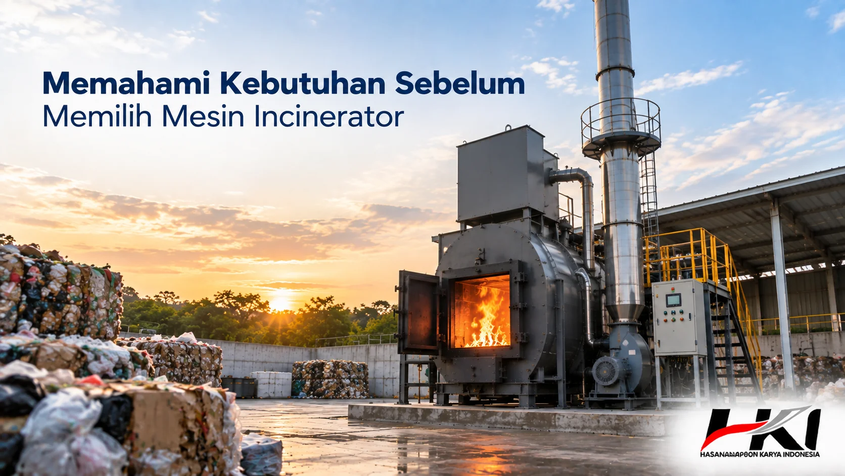 Mesin incinerator industri untuk pengolahan dan pemusnahan sampah.