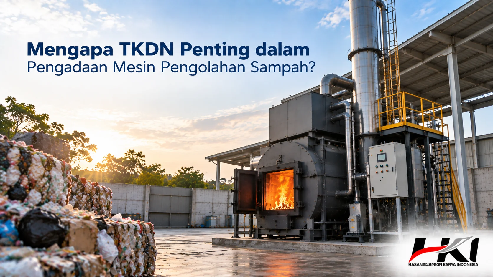 Mesin incinerator untuk pengolahan sampah dengan sistem pembakaran terkendali.