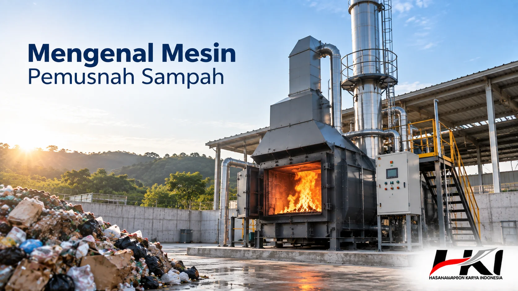 Mesin pemusnah sampah industri untuk pengolahan limbah dengan pembakaran terkendali.