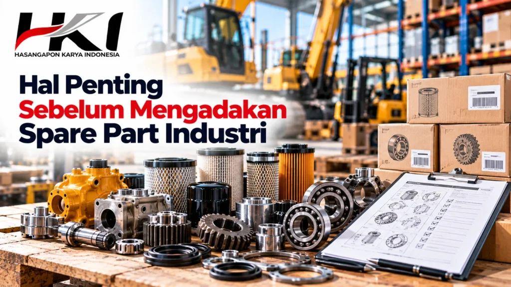 Spare part komponen pengadaan industri berupa bearing, gear, filter, seal, dan komponen mesin untuk kebutuhan perawatan dan operasional.