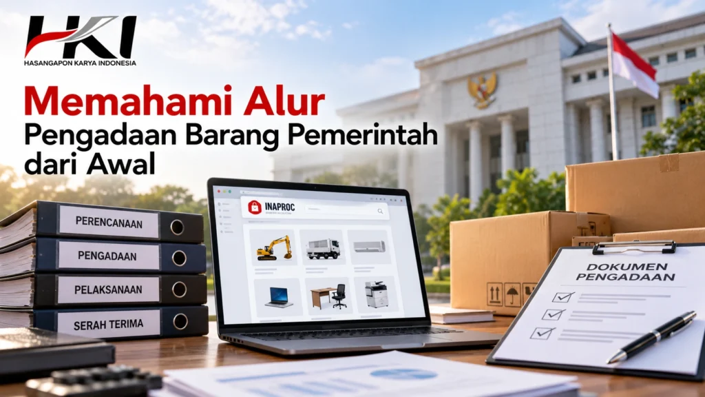 Memahami alur Panduan pengadaan barang pemerintah dari awal melalui tahapan perencanaan, pengadaan, pelaksanaan, hingga serah terima dengan dukungan katalog digital INAPROC dan dokumentasi pengadaan oleh Hasangapon Karya Indonesia.